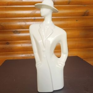 Vintage Ceramic statue of woman, white